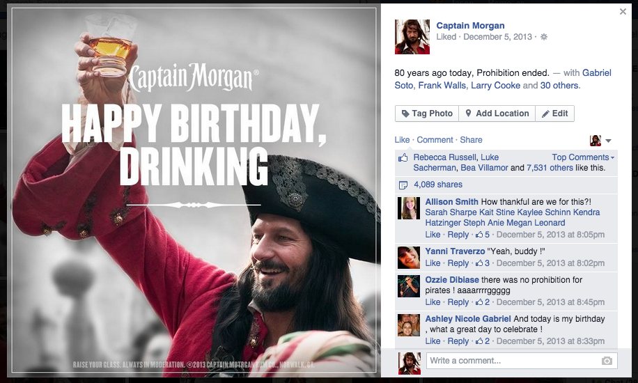 Captain Morgan social post